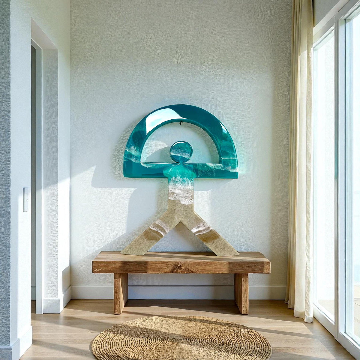 Lagoon Indalo Man Resin Wall Art – Turquoise Coastal Good Luck Symbol