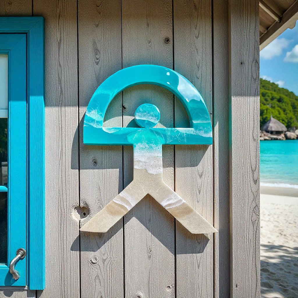 Lagoon Indalo Man Resin Wall Art – Turquoise Coastal Good Luck Symbol