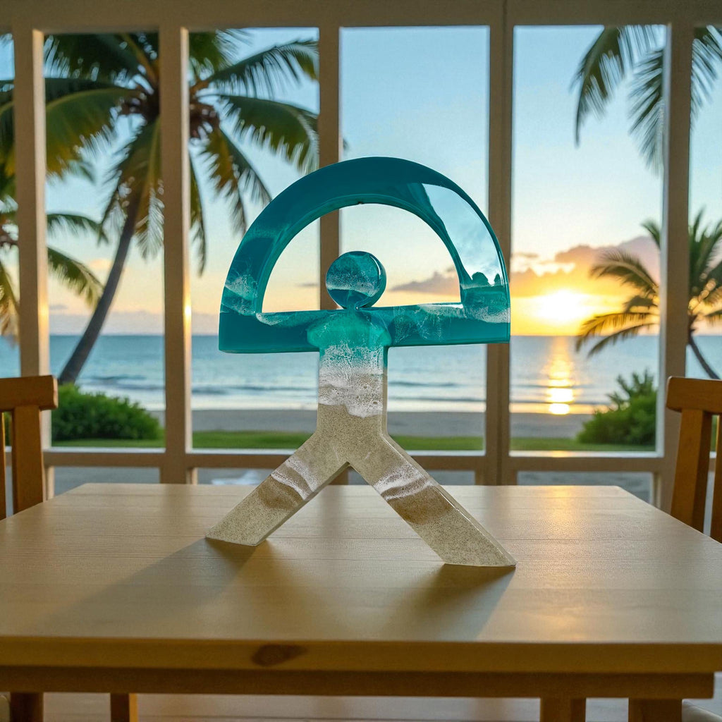 Lagoon Indalo Man Resin Wall Art – Turquoise Coastal Good Luck Symbol