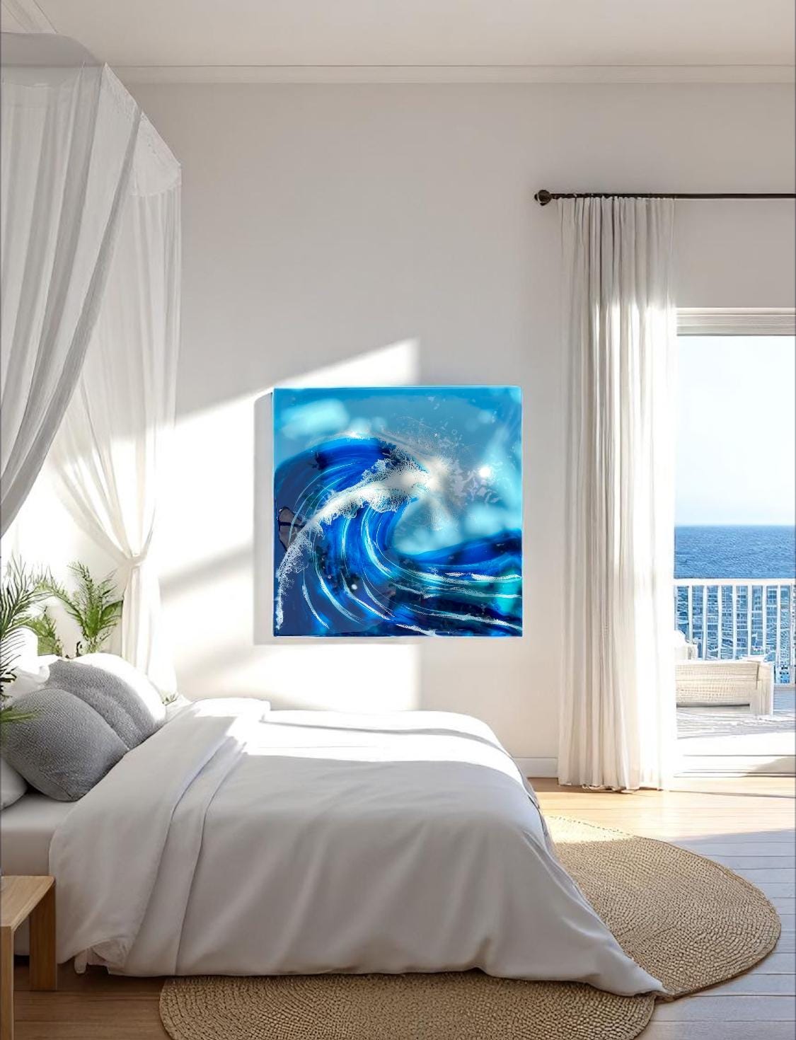 Large Resin Ocean Wave Art | Statement Coastal Wall Decor | Handmade Beach House Artwork | Luxury Ocean Painting | Coastal Interior Design