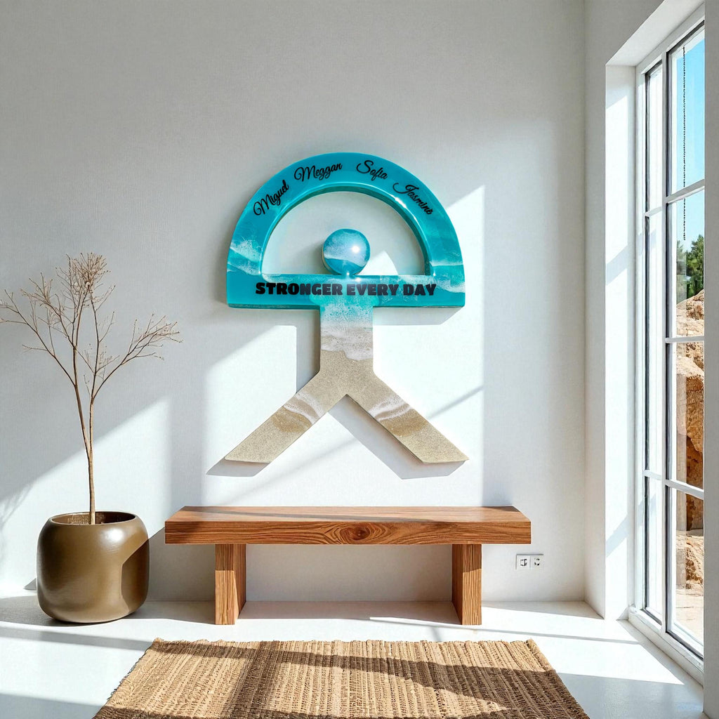 Personalised Indalo Resin Wall Art – Custom Text, Colours & Meaning | 55 cm Handmade Ocean Symbol | Coastal Decor | House Protection | Luck
