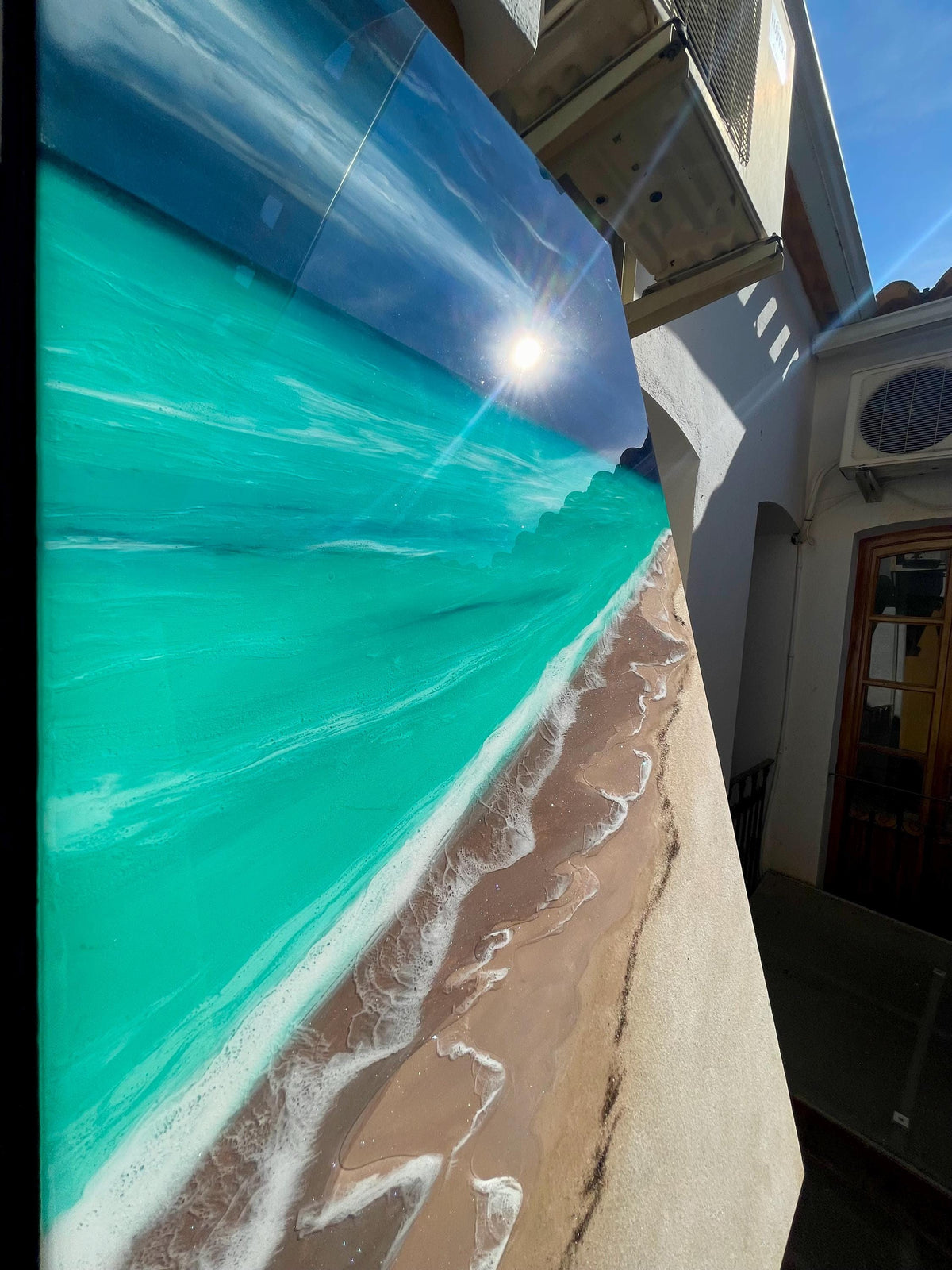 Large Ocean Resin Painting - Seascape Wall Art - Coastal Home Decor - Stormy Maldives Ocean Painting - Ready to Ship