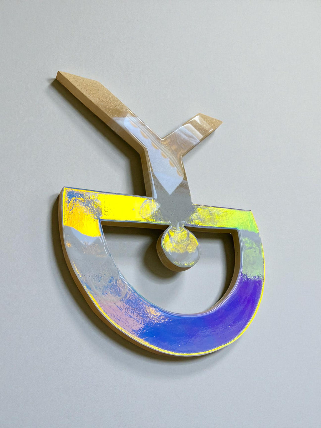 Large Iridescent Indalo Wall Art 52 cm – Handmade Resin Good Luck Symbol | Spanish House Protection Charm | Coastal Boho Decor