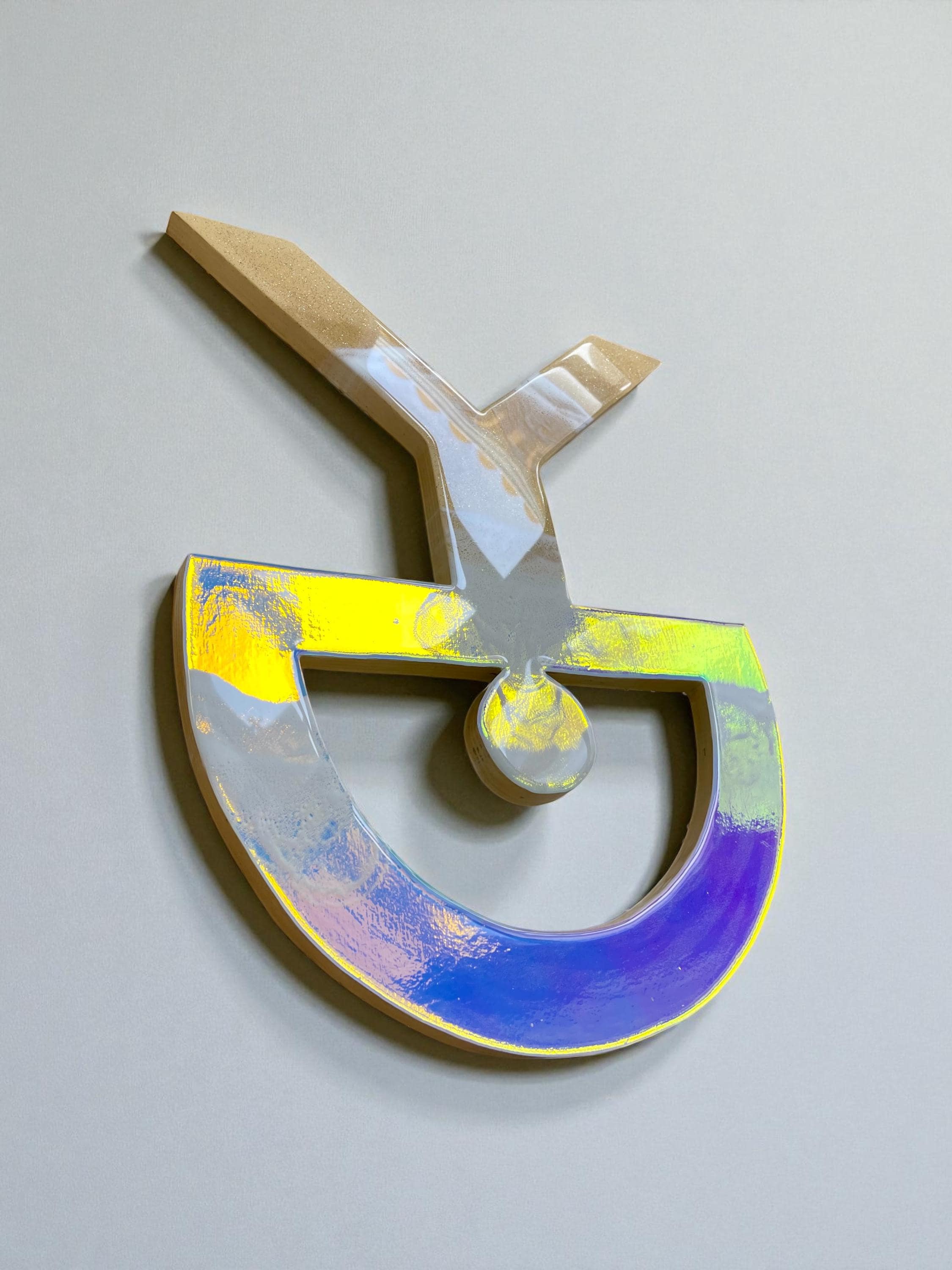 Large Iridescent Indalo Wall Art 52 cm – Handmade Resin Good Luck Symbol | Spanish House Protection Charm | Coastal Boho Decor