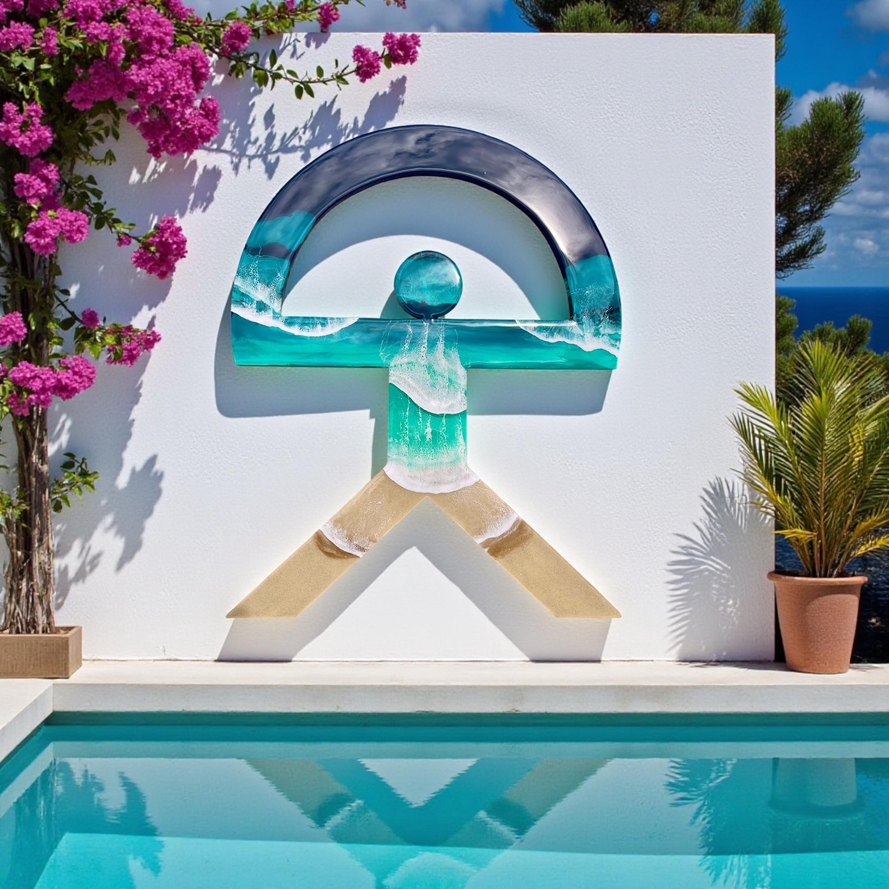 XXL Resin Indalo Wall Art – 1.2 m & 1.4 m | Large Handcrafted Ocean Sculpture | Spanish Protection Symbol | Coastal Statement Art