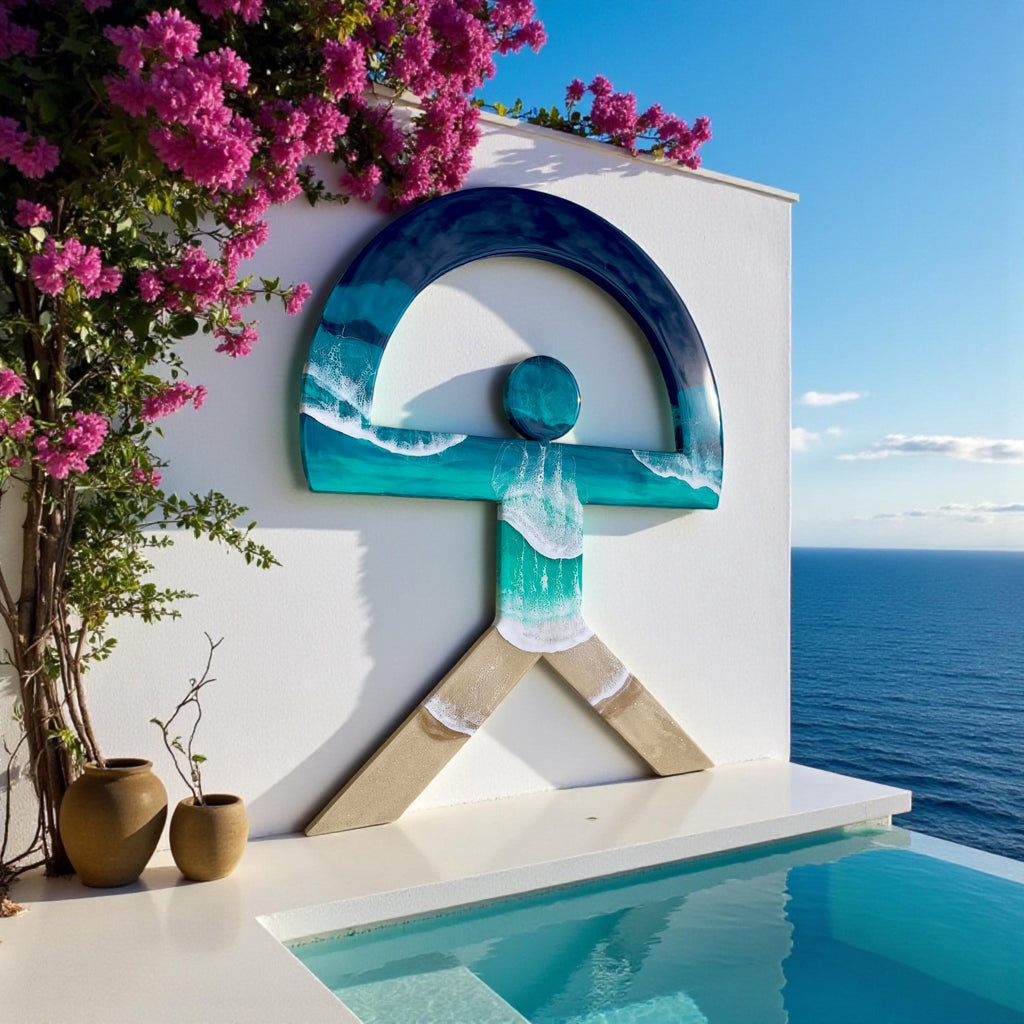 XXL Resin Indalo Wall Art – 1.2 m & 1.4 m | Large Handcrafted Ocean Sculpture | Spanish Protection Symbol | Coastal Statement Art