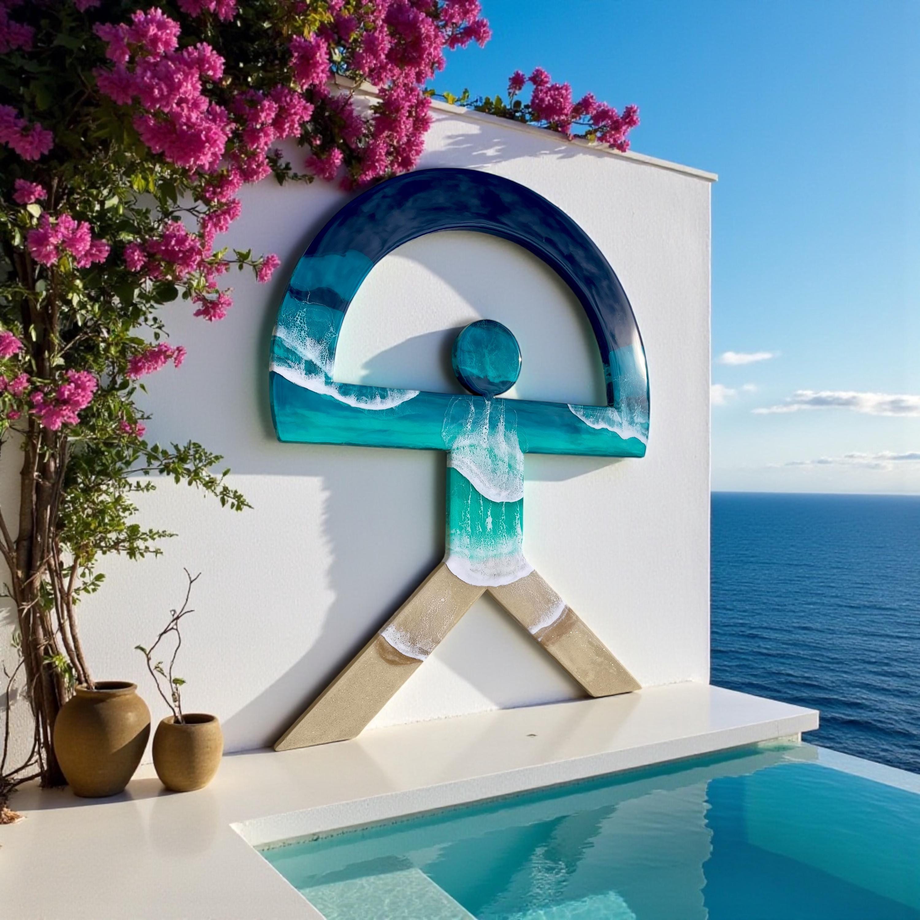 Indalo Man Wall Art 1m | Large Resin Ocean Sculpture | Spanish Good Luck Symbol | Coastal Statement Wall Decor | Handmade in Spain