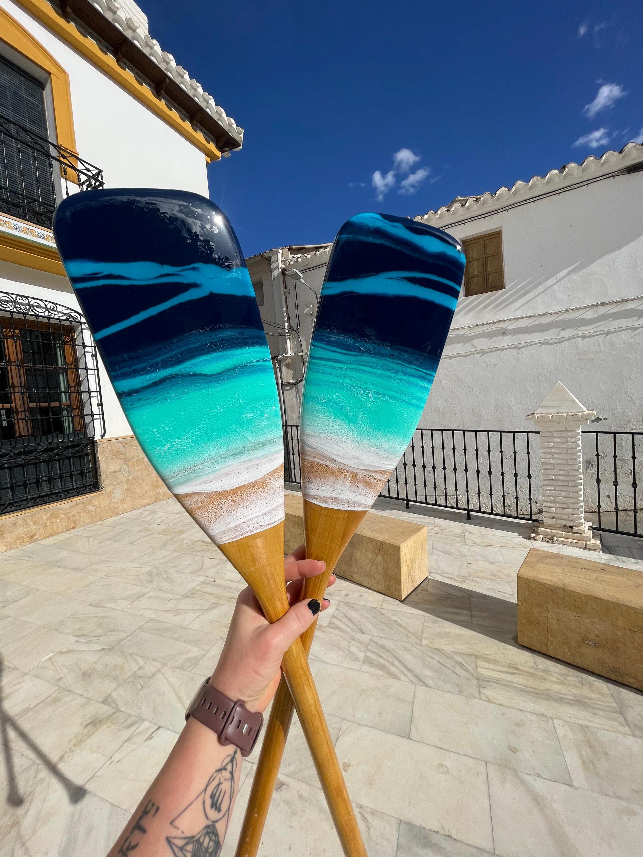 Personalised 90 cm Resin Ocean Paddle Wall Art | Custom Engraved Wooden Oar | Large Coastal Wall Decor | Handmade Beach House Gift