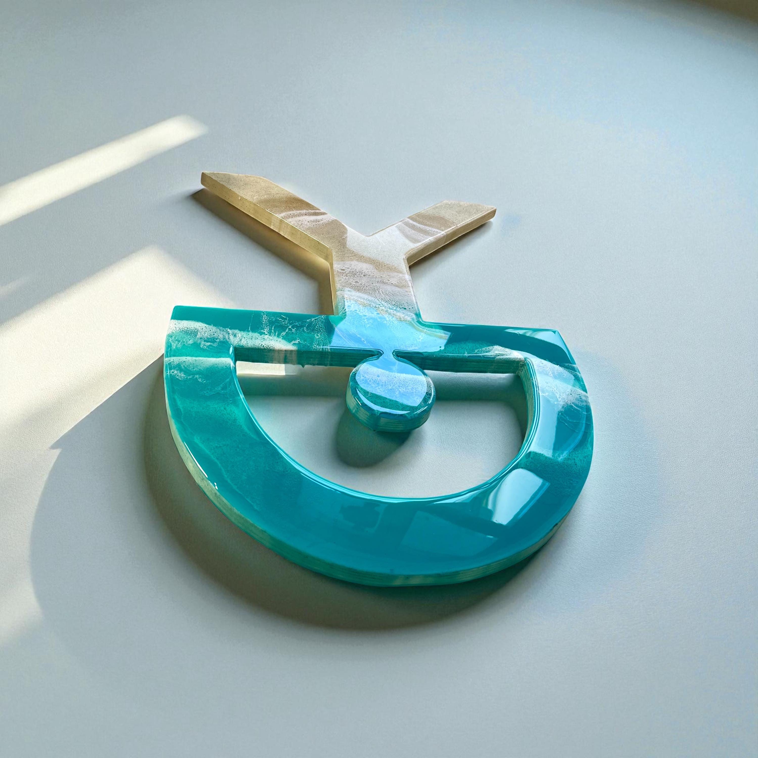 Lagoon Indalo Man Resin Wall Art – Turquoise Coastal Good Luck Symbol