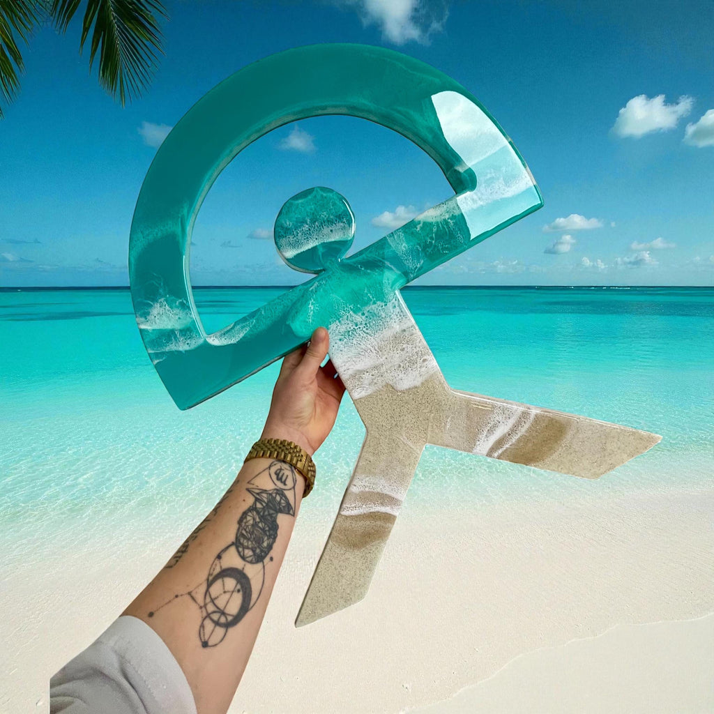 Lagoon Indalo Man Resin Wall Art – Turquoise Coastal Good Luck Symbol