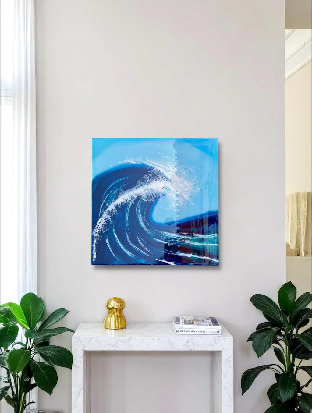 Small Resin Ocean Wave Art | Coastal Wall Decor | Handmade Resin Artwork | Beach House Wall Art | Ocean Painting on Wood