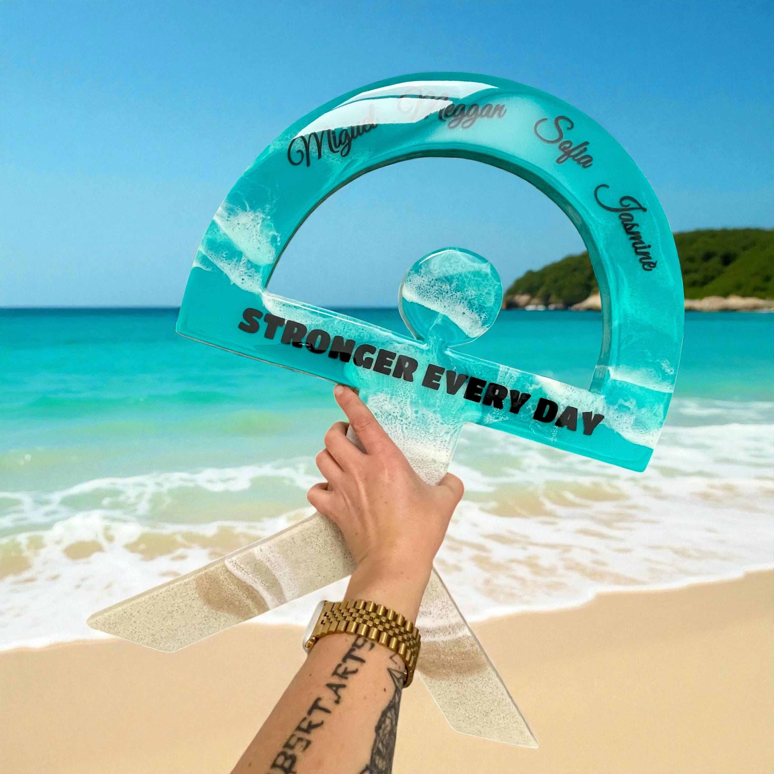 Personalised Indalo Resin Wall Art – Custom Text, Colours & Meaning | 55 cm Handmade Ocean Symbol | Coastal Decor | House Protection | Luck