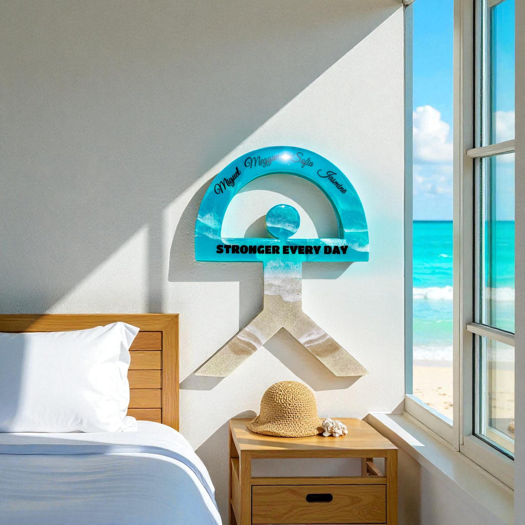 Personalised Indalo Resin Wall Art – Custom Text, Colours & Meaning | 55 cm Handmade Ocean Symbol | Coastal Decor | House Protection | Luck