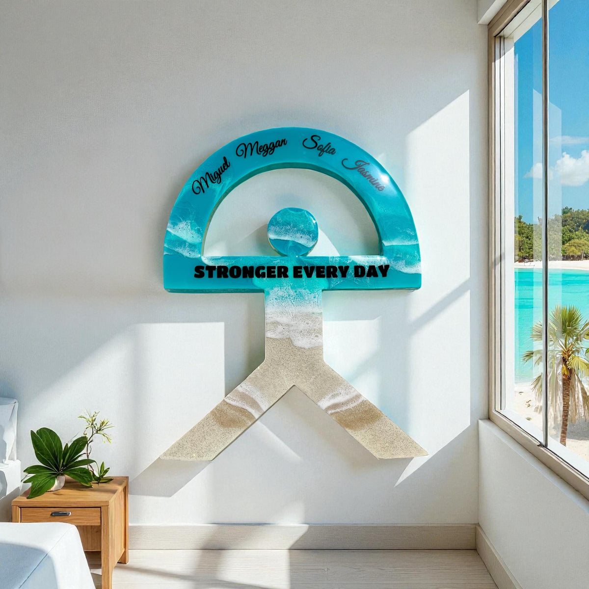 Personalised Indalo Resin Wall Art – Custom Text, Colours & Meaning | 55 cm Handmade Ocean Symbol | Coastal Decor | House Protection | Luck