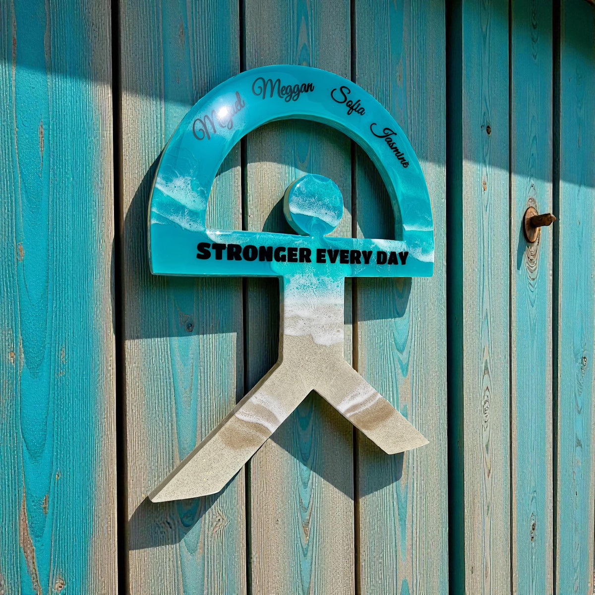 Personalised Indalo Resin Wall Art – Custom Text, Colours & Meaning | 55 cm Handmade Ocean Symbol | Coastal Decor | House Protection | Luck