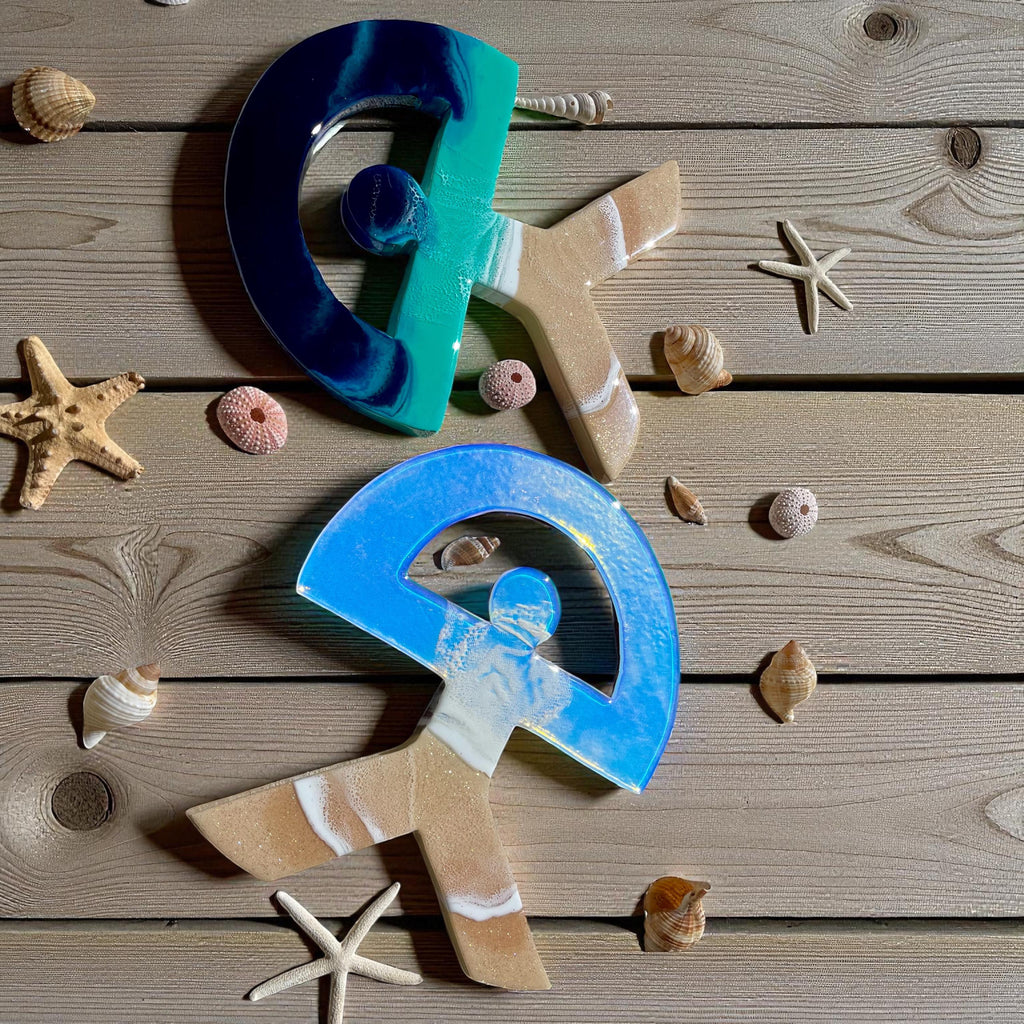 Small Iridescent Indalo Wall Decor 30 cm – Handmade Resin Good Luck Symbol | Spanish Protection Charm | Coastal Home Gift