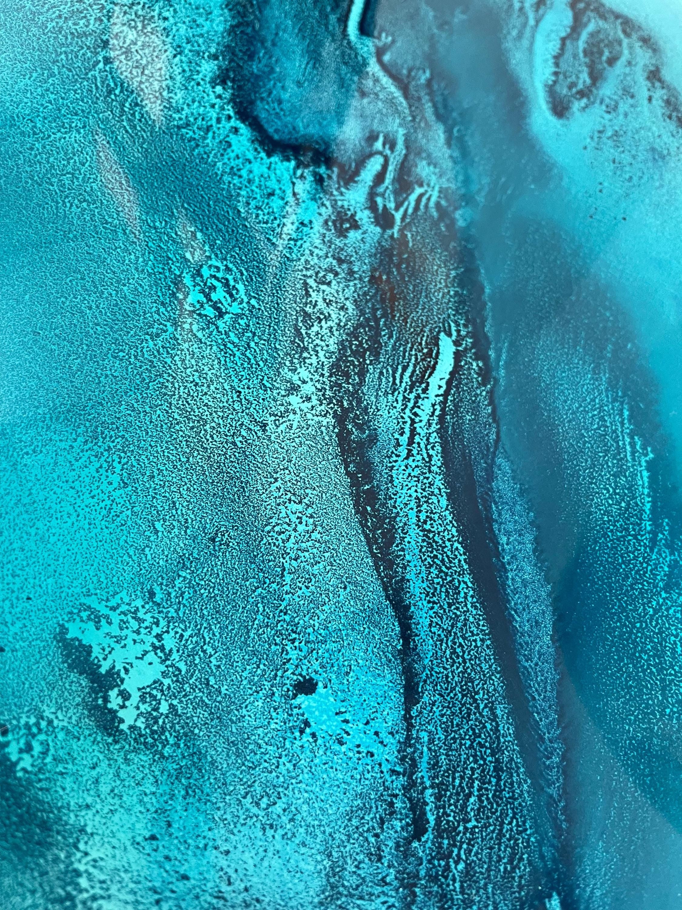 Ready to Ship Original Ocean Artwork, Ocean Veins – 80×50cm Resin Ocean Painting | Mixed Media Coastal Wall Art | Framed in Aluminium