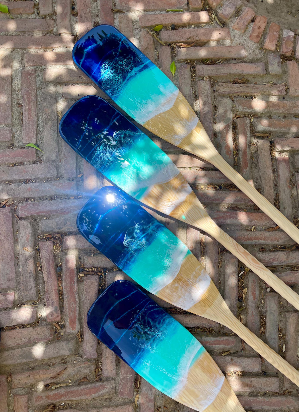 Resin Ocean Surfboard & Oars Wall Art Set • Coastal Home Decor • Handmade Wave Art • 90cm / 120cm Surfboard with Matching Paddles