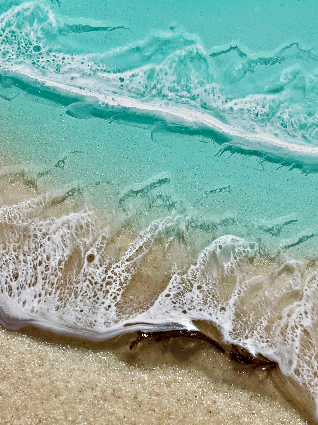 Ready to Ship Original Ocean Artwork, Ocean Veins – 80×50cm Resin Ocean Painting | Mixed Media Coastal Wall Art | Framed in Aluminium