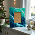 Ocean Resin Photo Frame | Coastal Picture Frame | Turquoise & Deep Blue Waves | Handmade Beach House Decor | Nautical Gift | Modern Coastal