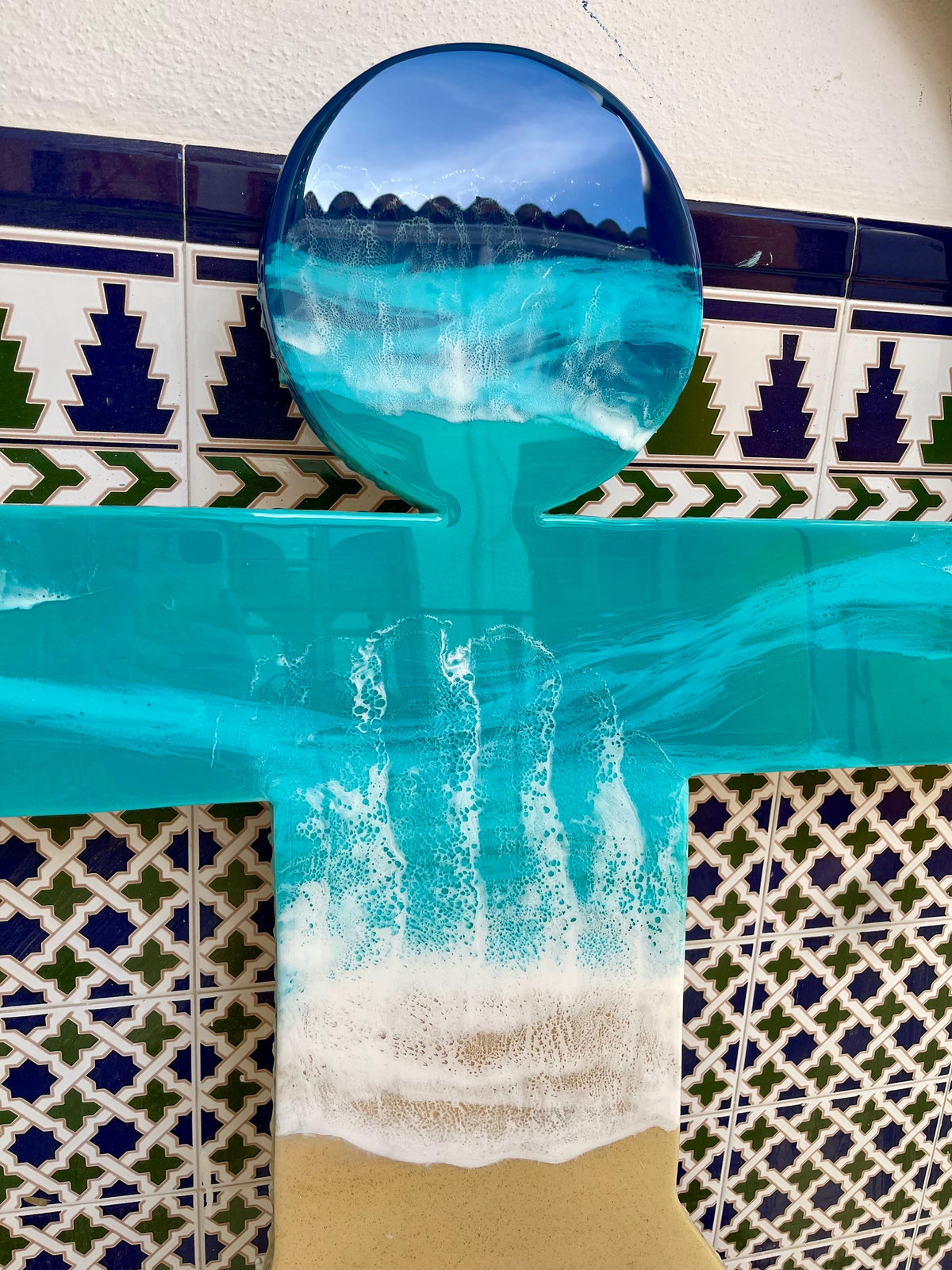 XXL Resin Indalo Wall Art – 1.2 m & 1.4 m | Large Handcrafted Ocean Sculpture | Spanish Protection Symbol | Coastal Statement Art