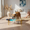 Handmade Surfboard Dog Feeder | Ocean Wave Resin Art, Coastal Pet Bowl Stand