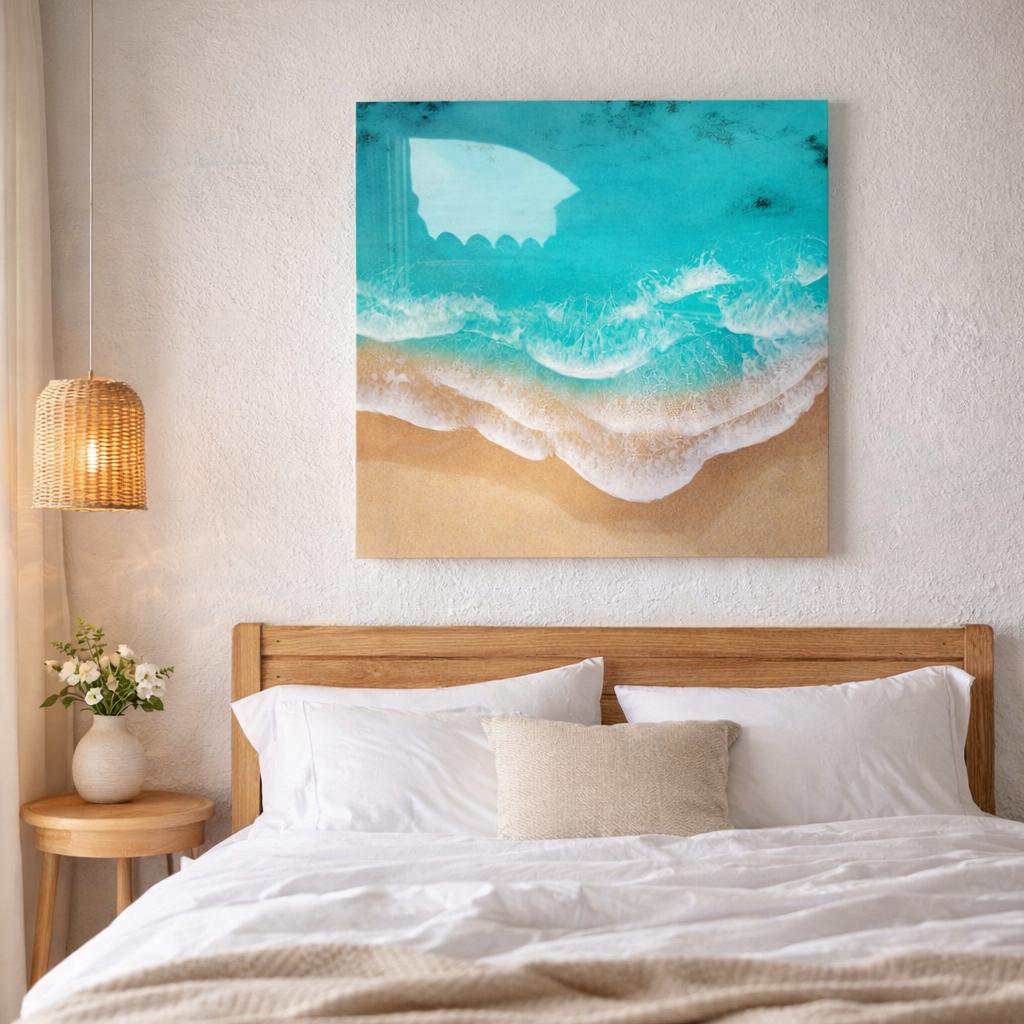 3D Resin Ocean Painting – Beach Wave Art, Coastal Wall Decor