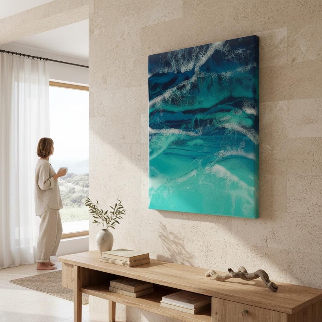 Abstract Ocean Resin Wall Art – Handmade Coastal Artwork | Made to Order, Layered Resin Seascape