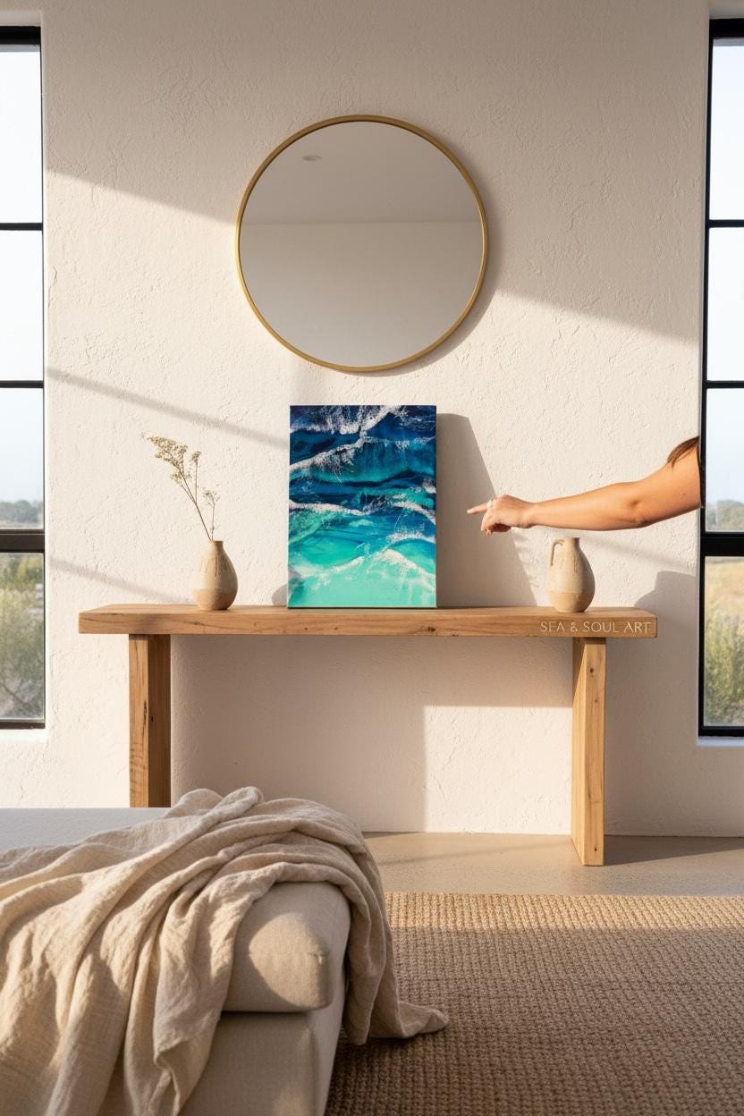 Abstract Ocean Resin Wall Art – Handmade Coastal Artwork | Made to Order, Layered Resin Seascape