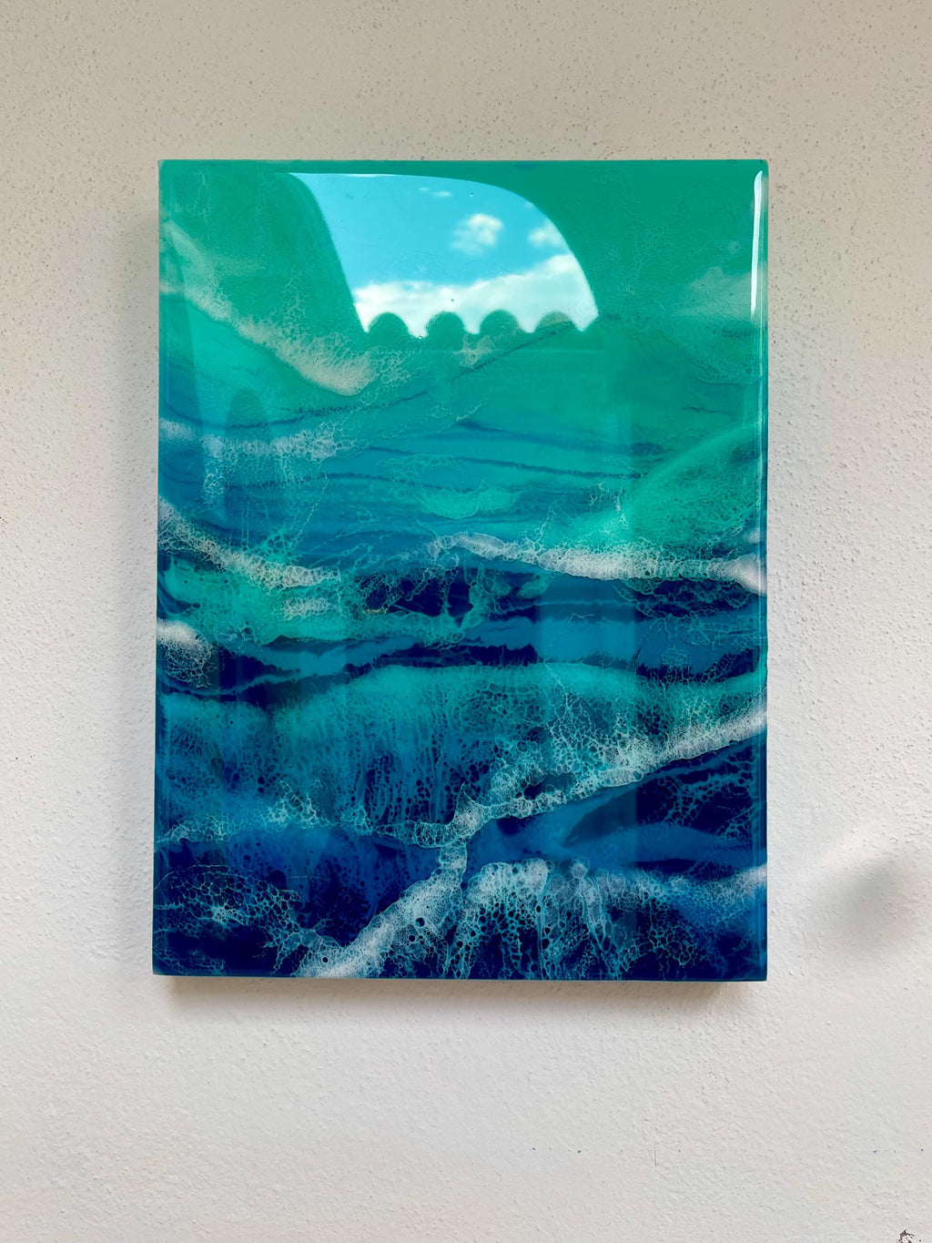 Large Abstract Ocean Resin Wall Art – Handmade Coastal Artwork | Made to Order, Layered Resin Seascape Coastal Feature Piece