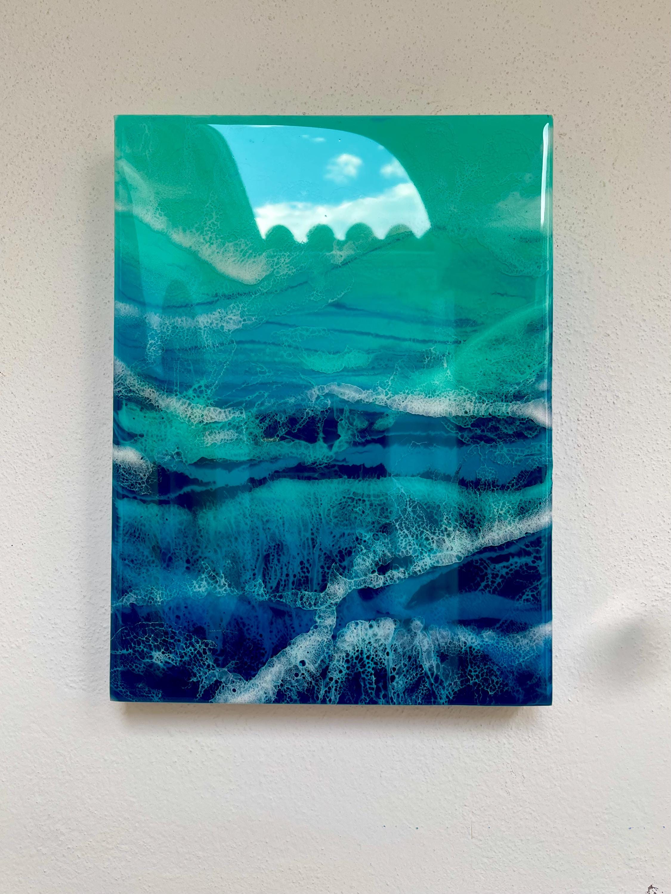 Large Abstract Ocean Resin Wall Art – Handmade Coastal Artwork | Made to Order, Layered Resin Seascape Coastal Feature Piece