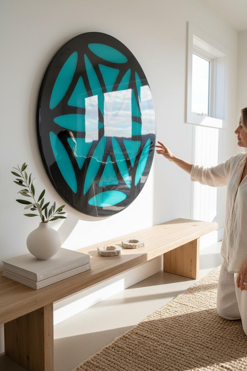 Large Resin Mandala Wall Art | Custom Colour Geometric Wall Sculpture | 90 cm Statement Resin Artwork | Modern Luxury Home Decor