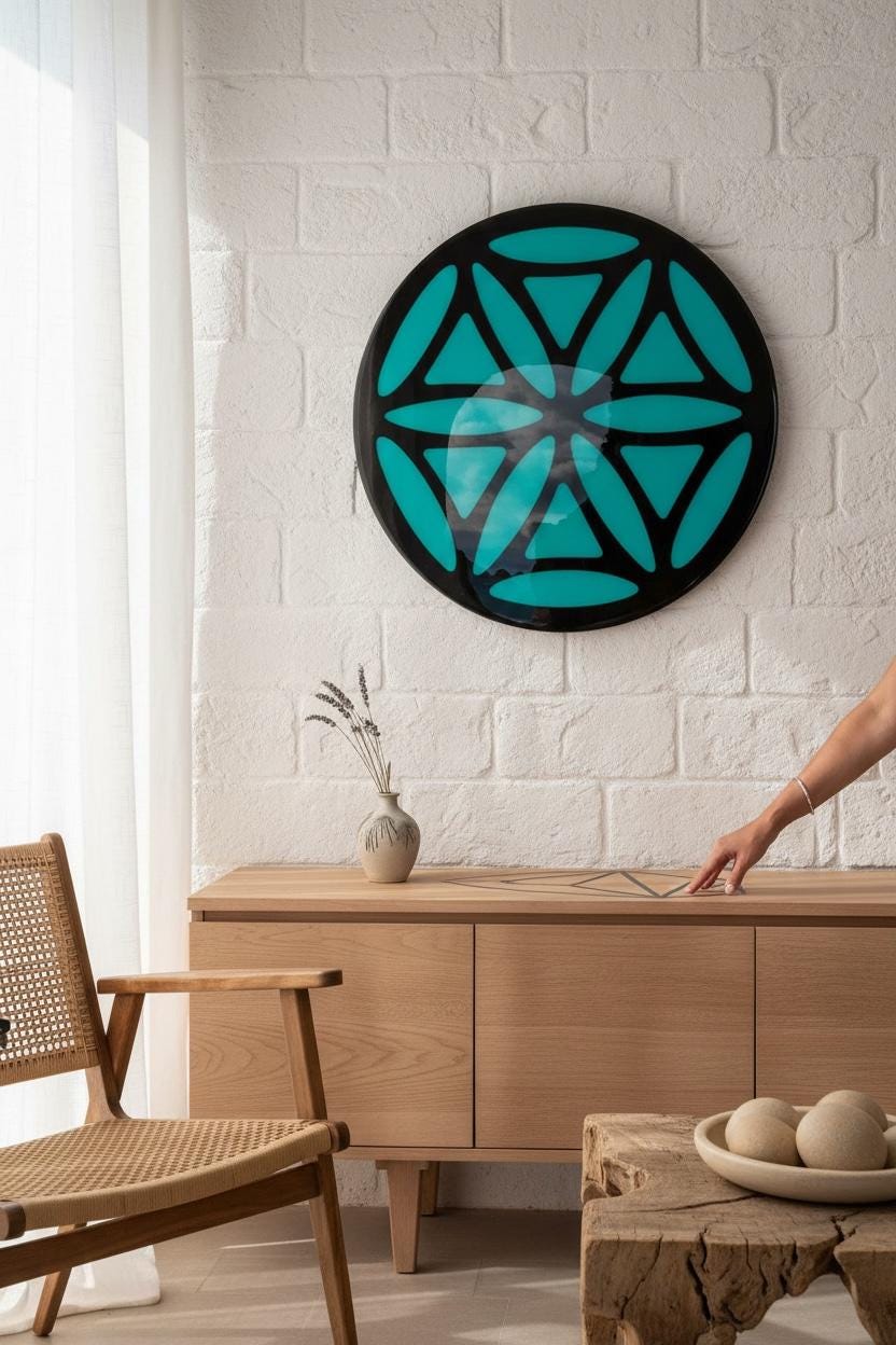 Large Resin Mandala Wall Art | Custom Colour Geometric Wall Sculpture | 90 cm Statement Resin Artwork | Modern Luxury Home Decor