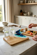 Handmade bamboo boards with resin ocean waves, inspired by the sea. Each piece is made to order and completely unique (20CM)