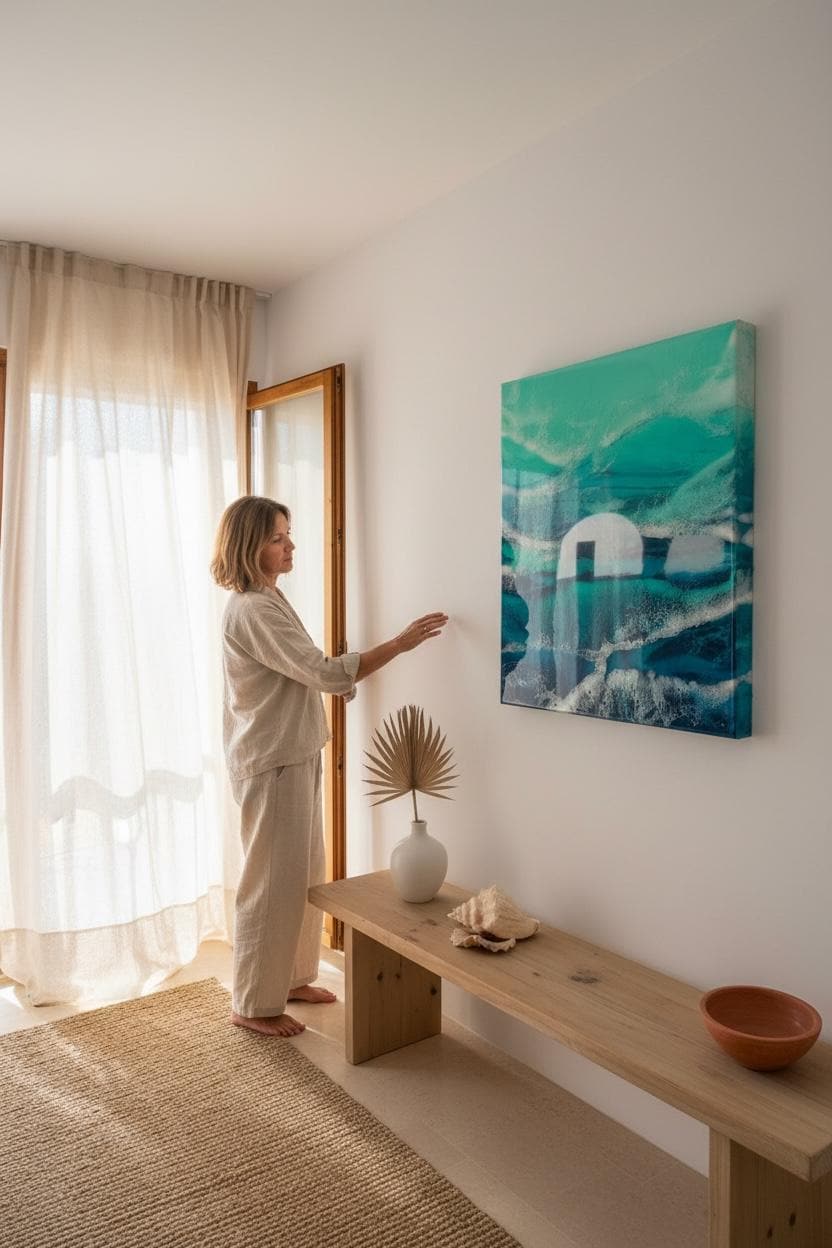 Large Abstract Ocean Resin Wall Art – Handmade Coastal Artwork | Made to Order, Layered Resin Seascape Coastal Feature Piece