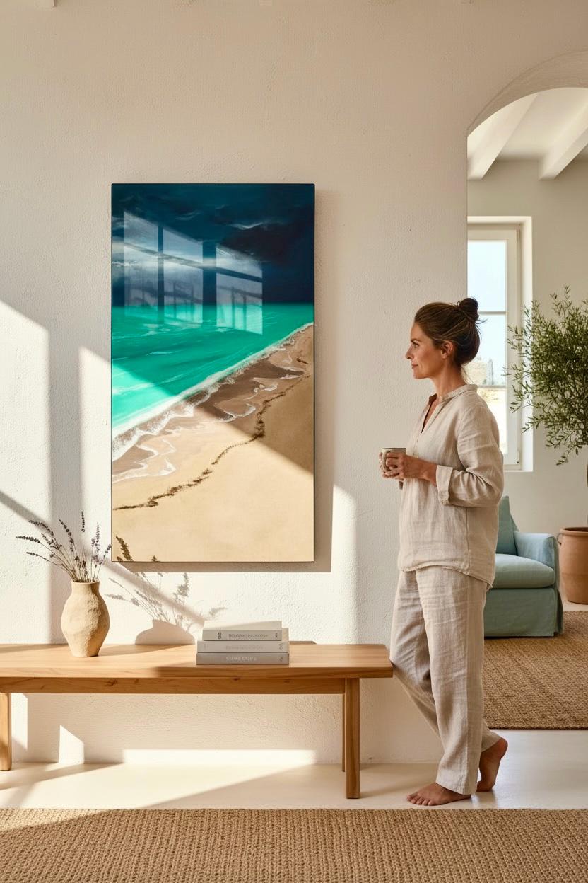 Large Ocean Resin Painting - Seascape Wall Art - Coastal Home Decor - Stormy Maldives Ocean Painting - Ready to Ship