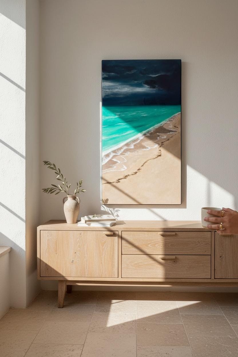 Large Ocean Resin Painting - Seascape Wall Art - Coastal Home Decor - Stormy Maldives Ocean Painting - Ready to Ship