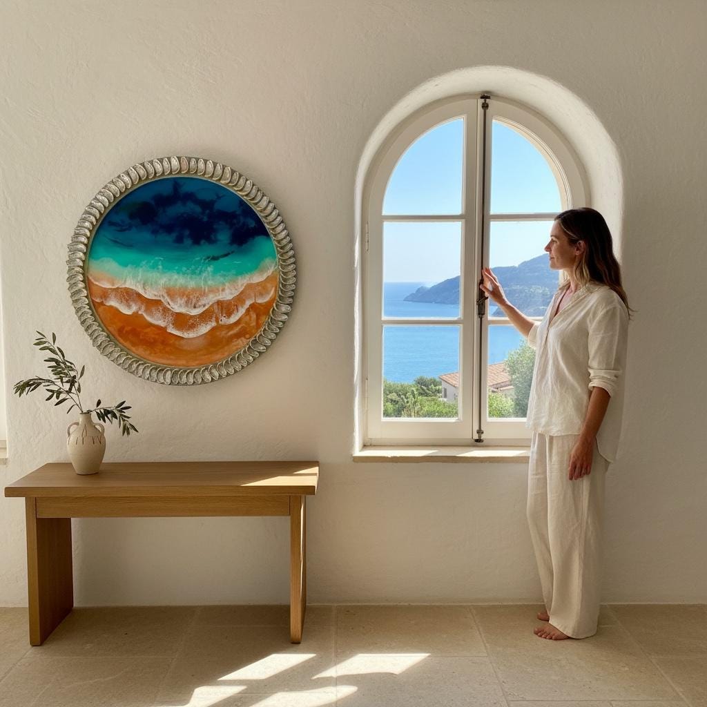 Ready to Ship Original Ocean Artwork, Kaihalulu Beach Resin Painting: Ocean Wave Wall Art (100cm)