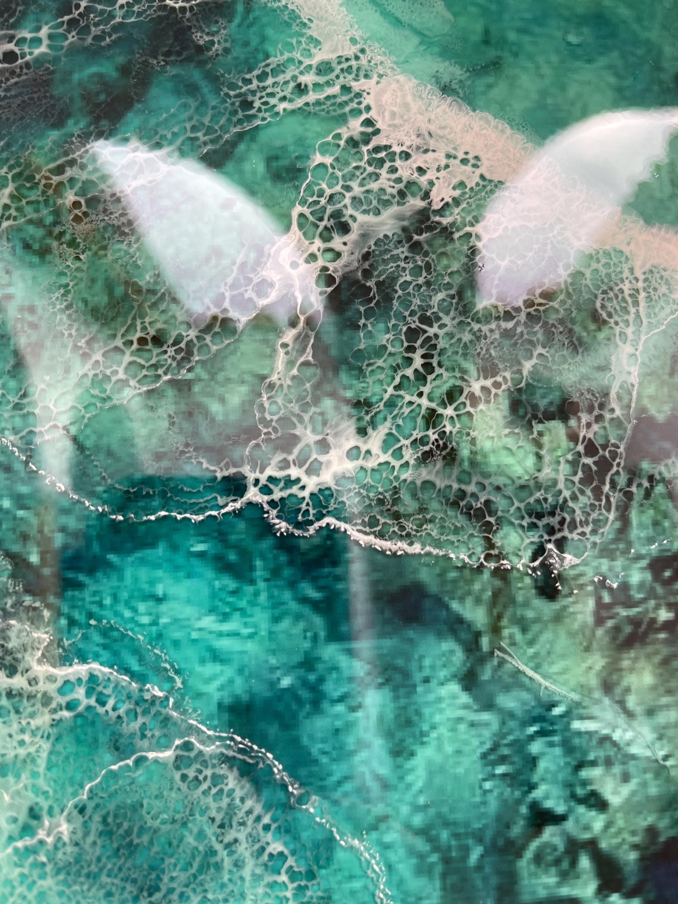 3-D Resin Ocean Wall Art – 60×60 cm Sculptural Coastal Artwork, High-Gloss Epoxy, Original Handmade Art