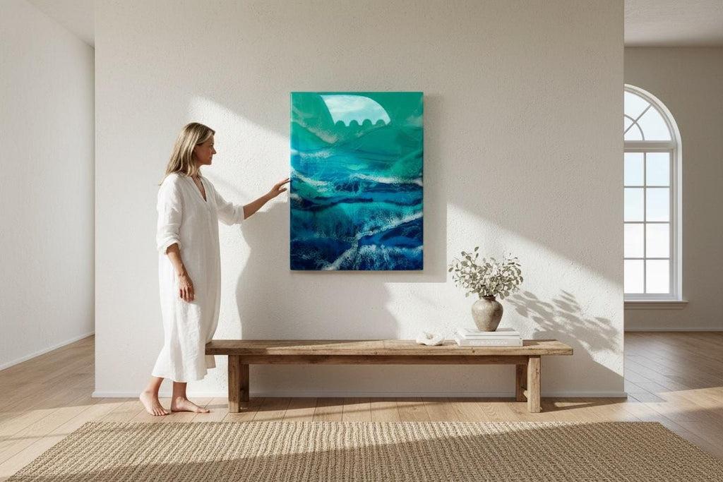 Abstract Ocean Resin Wall Art – Handmade Coastal Artwork | Made to Order, Layered Resin Seascape