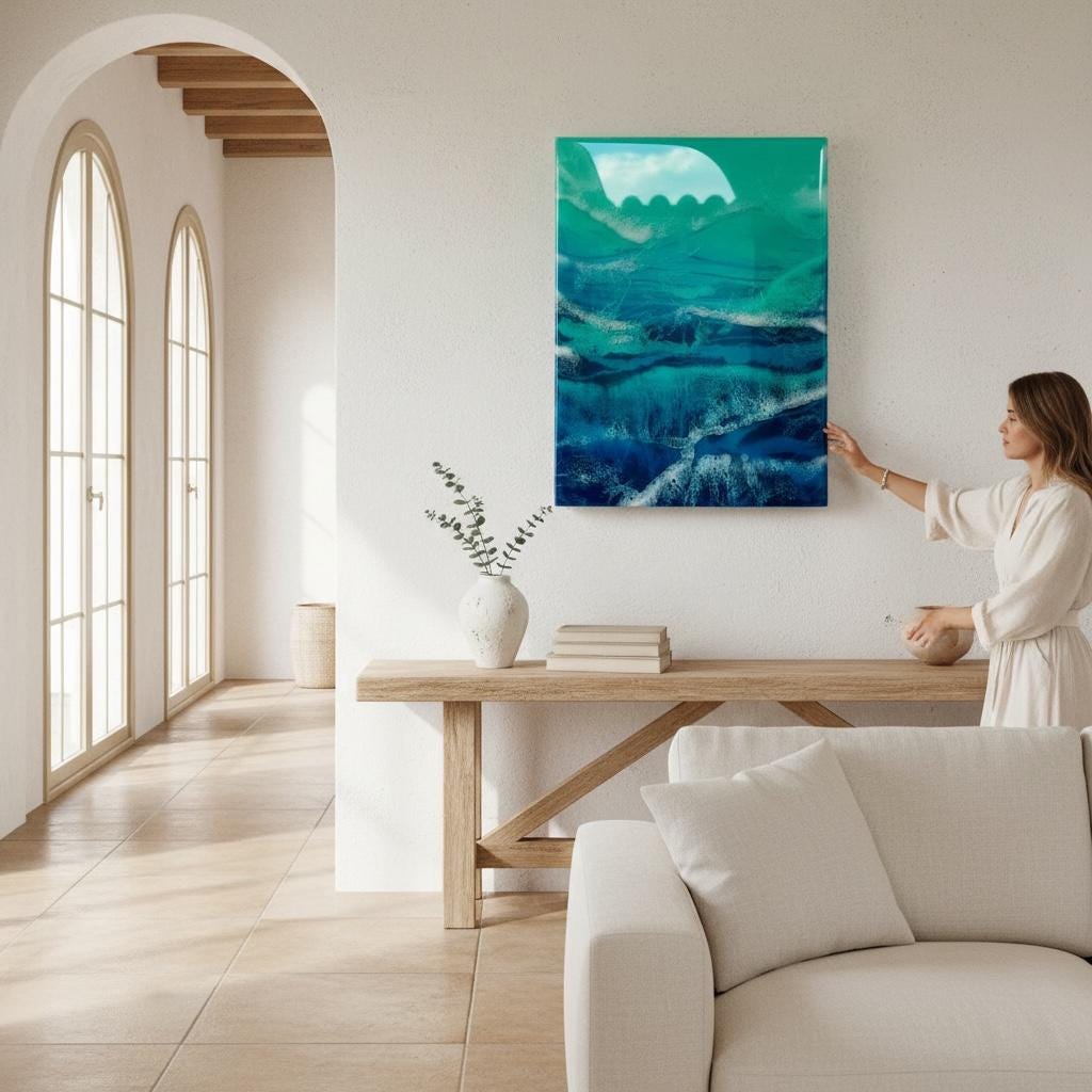 Abstract Ocean Resin Wall Art – Handmade Coastal Artwork | Made to Order, Layered Resin Seascape
