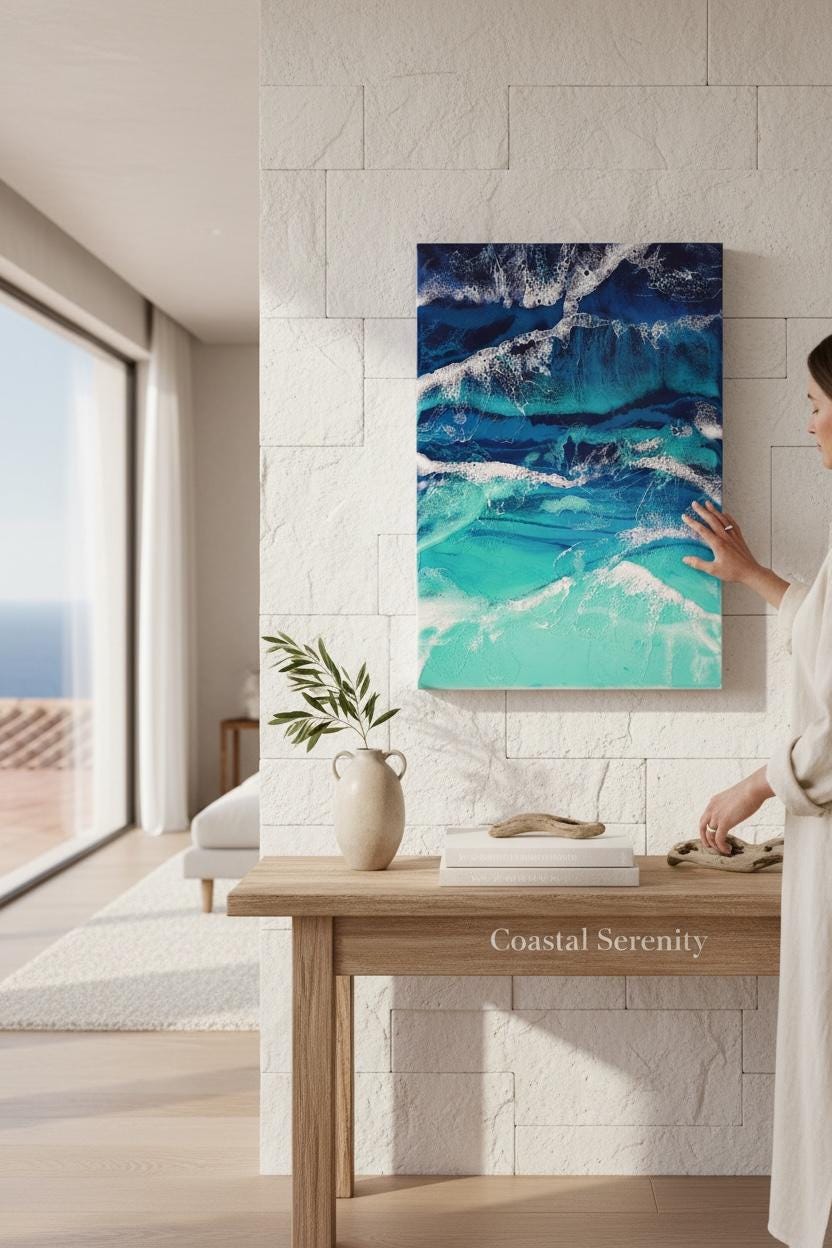 Abstract Ocean Resin Wall Art – Handmade Coastal Artwork | Made to Order, Layered Resin Seascape