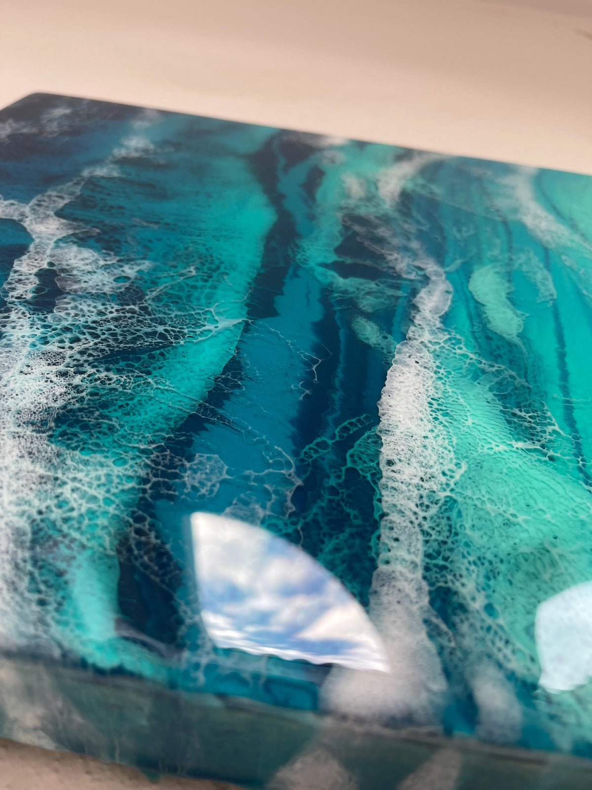Abstract Ocean Resin Wall Art – Handmade Coastal Artwork | Made to Order, Layered Resin Seascape