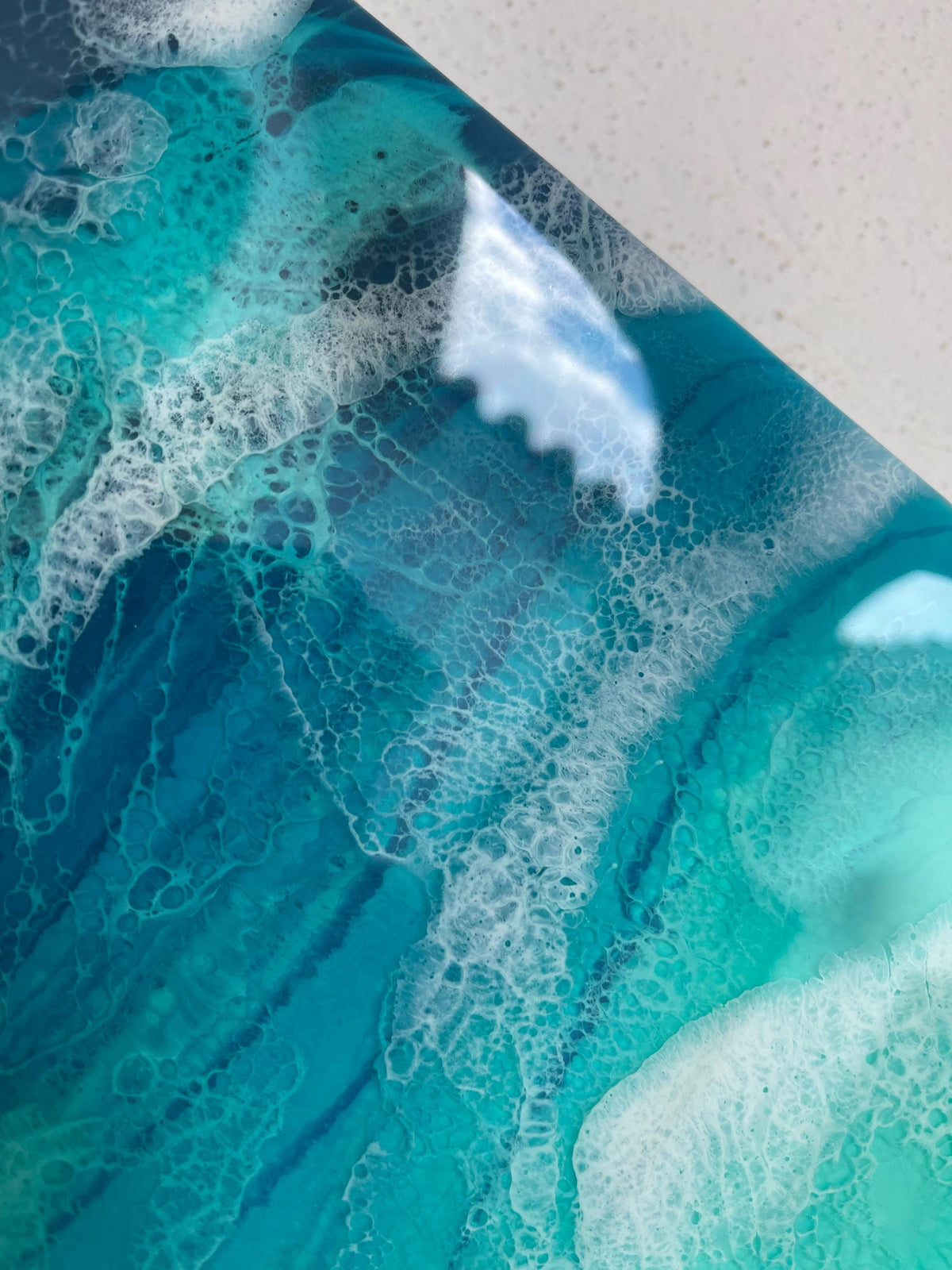 Extra Large Abstract Ocean Resin Wall Art – Handmade Coastal Artwork | Made to Order, Layered Resin Seascape Coastal Feature Piece, 1m x 1m