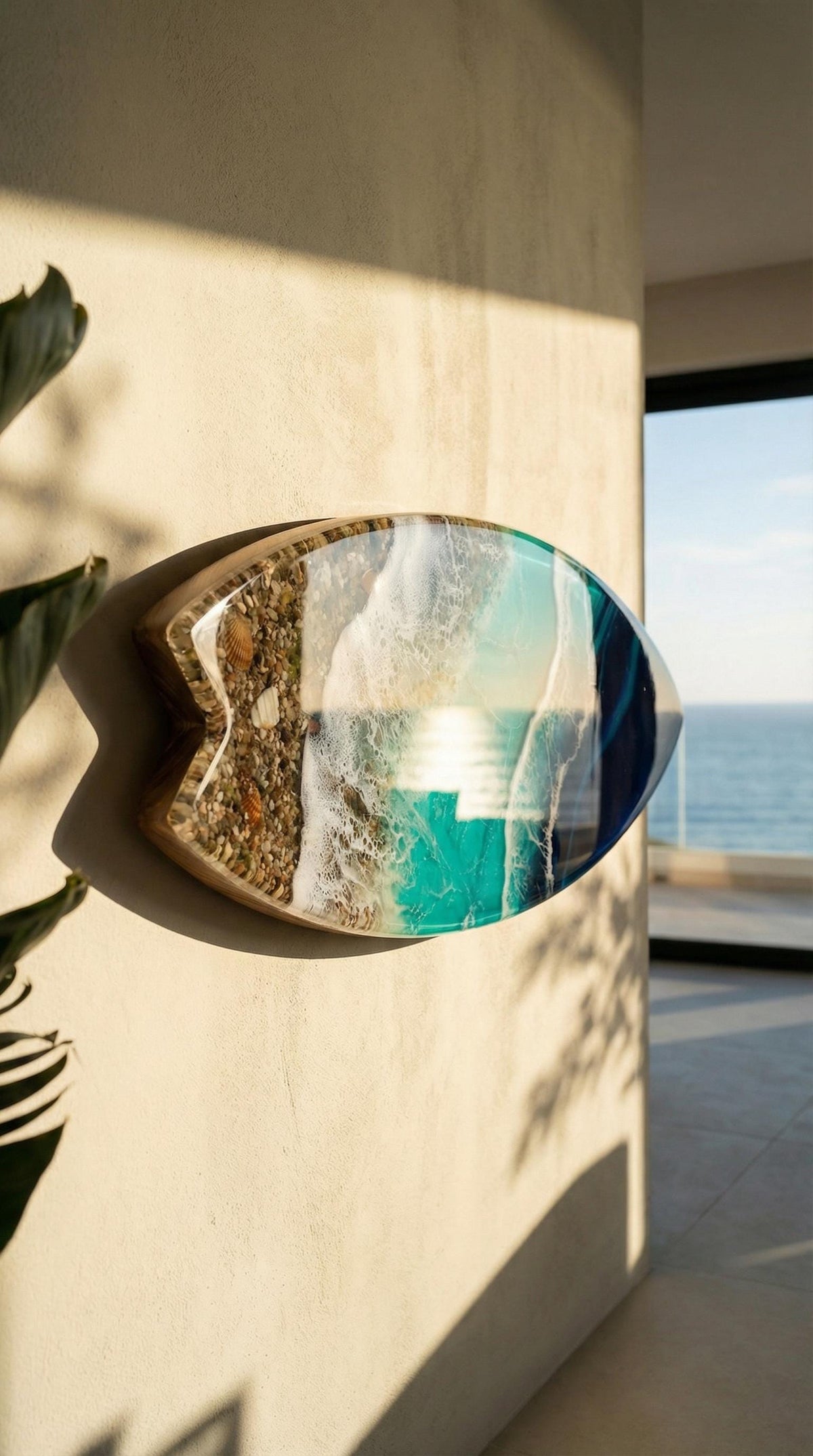 Large 3D Resin Ocean Sculpture – 1 Meter & 1.2 Meter Wall Art | Handmade Surfboard Ocean Slice | Luxury Coastal Installation | Made-to-Order