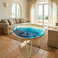 3D Resin Ocean Coffee Table | Handmade Coastal Functional Art | Round Beach Table with Realistic Wave Depth | Modern Mediterranean Design