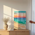 Ready to Ship Original Ocean Artwork, Resin Ocean Painting: Amber Horizon Seascape, Coastal Wall Art (60x40cm)