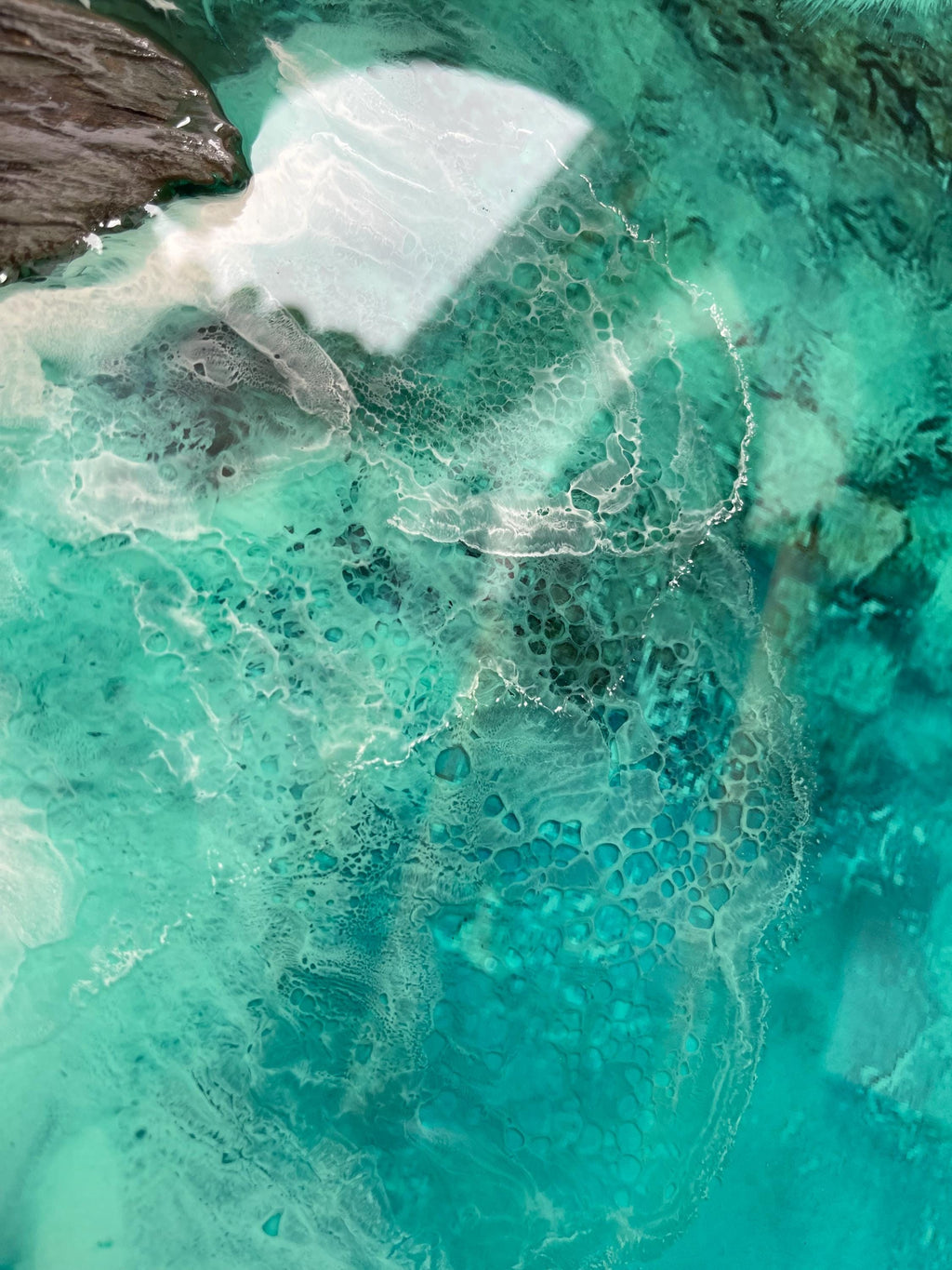 3-D Resin Ocean Wall Art – 60×60 cm Sculptural Coastal Artwork, High-Gloss Epoxy, Original Handmade Art