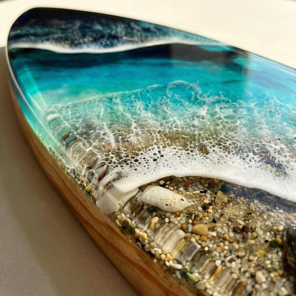 Large 3D Resin Ocean Sculpture – 1 Meter & 1.2 Meter Wall Art | Handmade Surfboard Ocean Slice | Luxury Coastal Installation | Made-to-Order