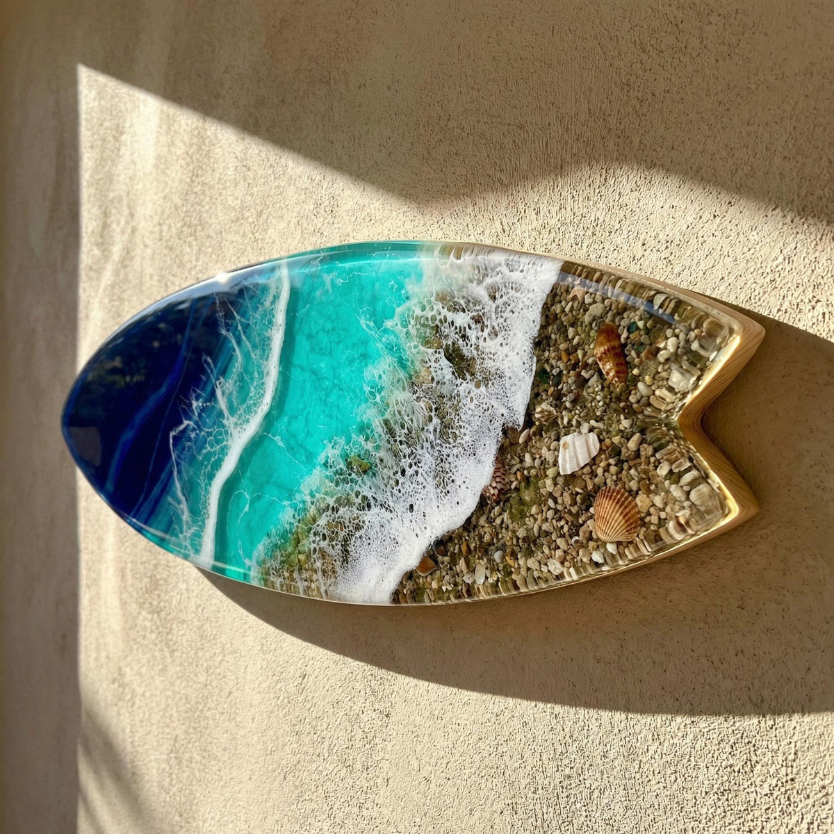 Large 3D Resin Ocean Sculpture – 1 Meter & 1.2 Meter Wall Art | Handmade Surfboard Ocean Slice | Luxury Coastal Installation | Made-to-Order